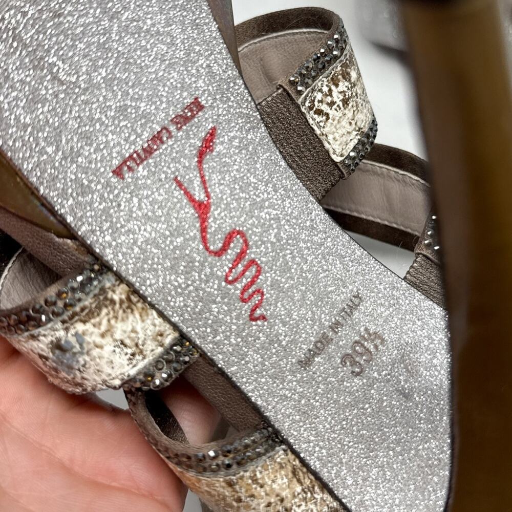 Rene Caovilla Vintage Y2K Platform Ankle Wrap Strappy Sandal Heels Rhinestone - Picture 12 of 16